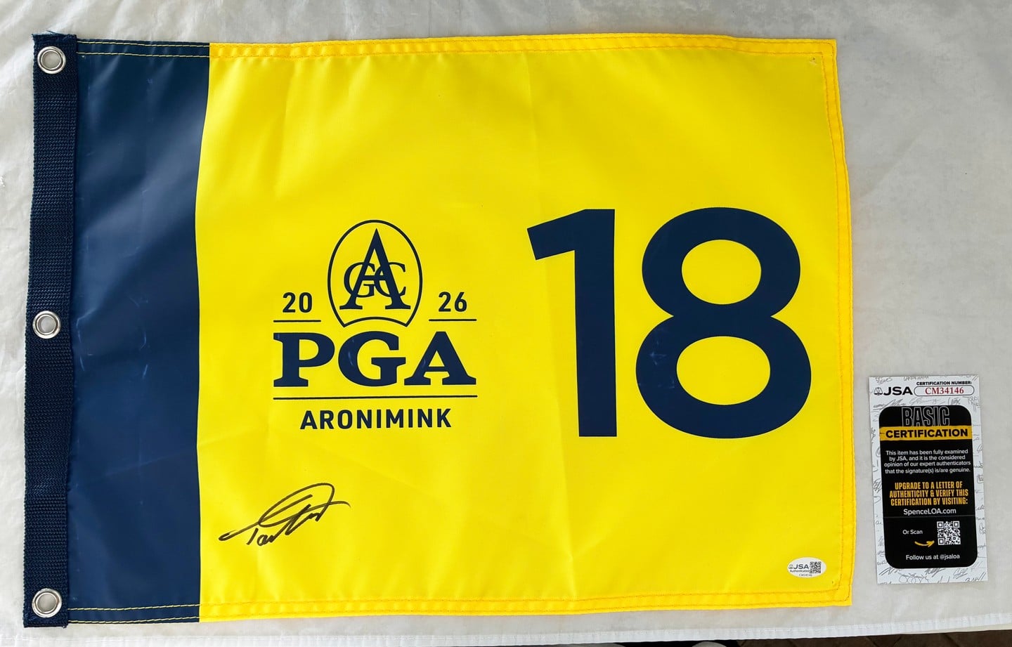 Tommy Fleetwood Signed 2026 PGA Championship Flag JSA 1