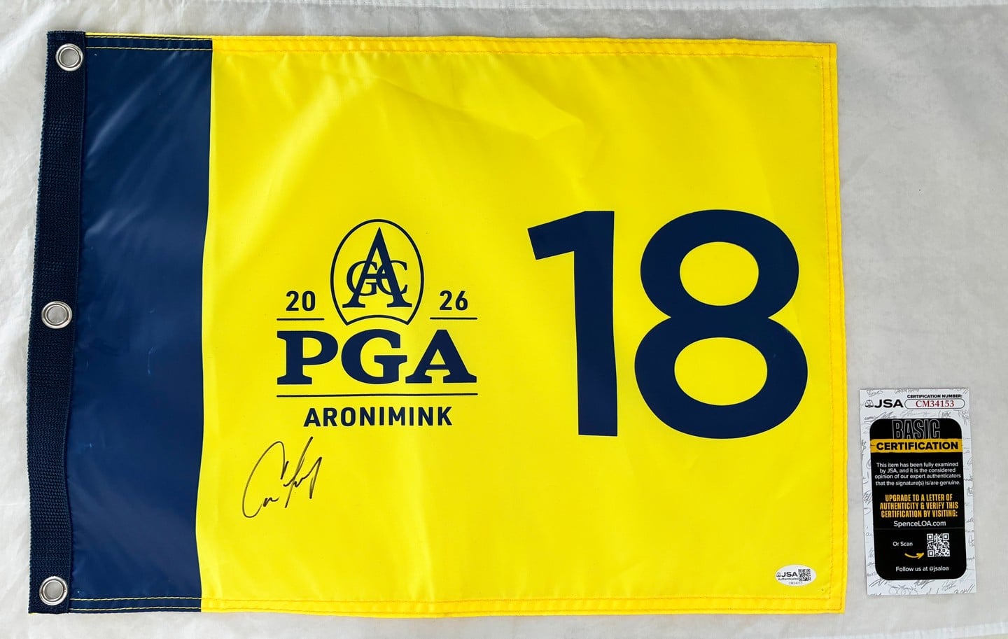 Cameron Young Signed 2026 PGA Championship Flag JSA