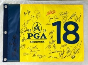 2026 PGA Championship Signed  Flag JSA Chris Gotterup, Ludvig Aberg, Aaron Rai, Day, Dechambeau, Niemann, Fleetwood, Others