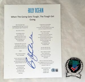 Billy Ocean Signed Lyric Sheet When The Going Gets Tough Beckett BAS