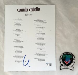 Camila Cabello Signed Lyric Sheet Señorita Beckett BAS