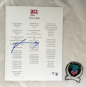 Jared Leto Signed Lyric Sheet 30 Seconds To Mars This Is War Beckett BAS
