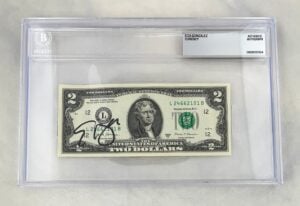 Eiza Gonzalez Signed $2 Bill US Currency Beckett BAS