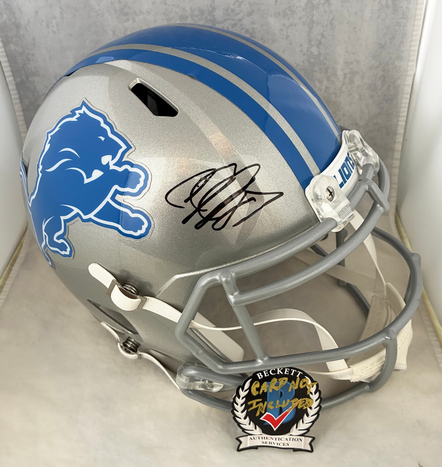 Calvin Johnson Signed Full Size Replica Helmet Detroit Lions Beckett BAS