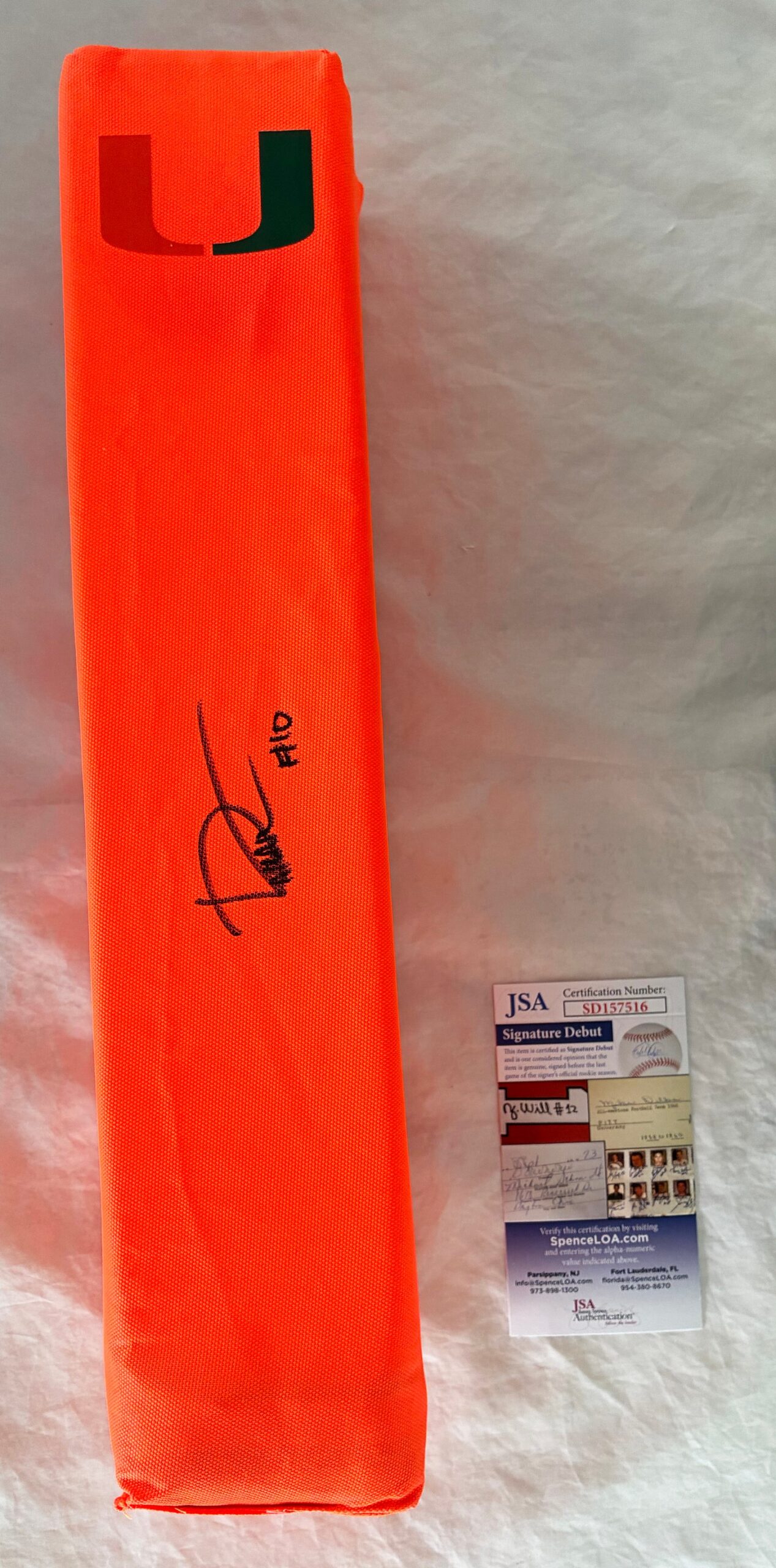 Darian Mensah Signed Pylon Miami Hurricanes JSA 1