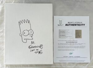 Matt Groening Signed 11x14 Sketch Hand Drawn Canvas The Simpsons Bart Beckett BAS
