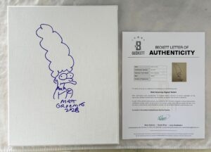 Matt Groening Signed 11x14 Sketch Hand Drawn Canvas The Simpsons Marge Beckett BAS
