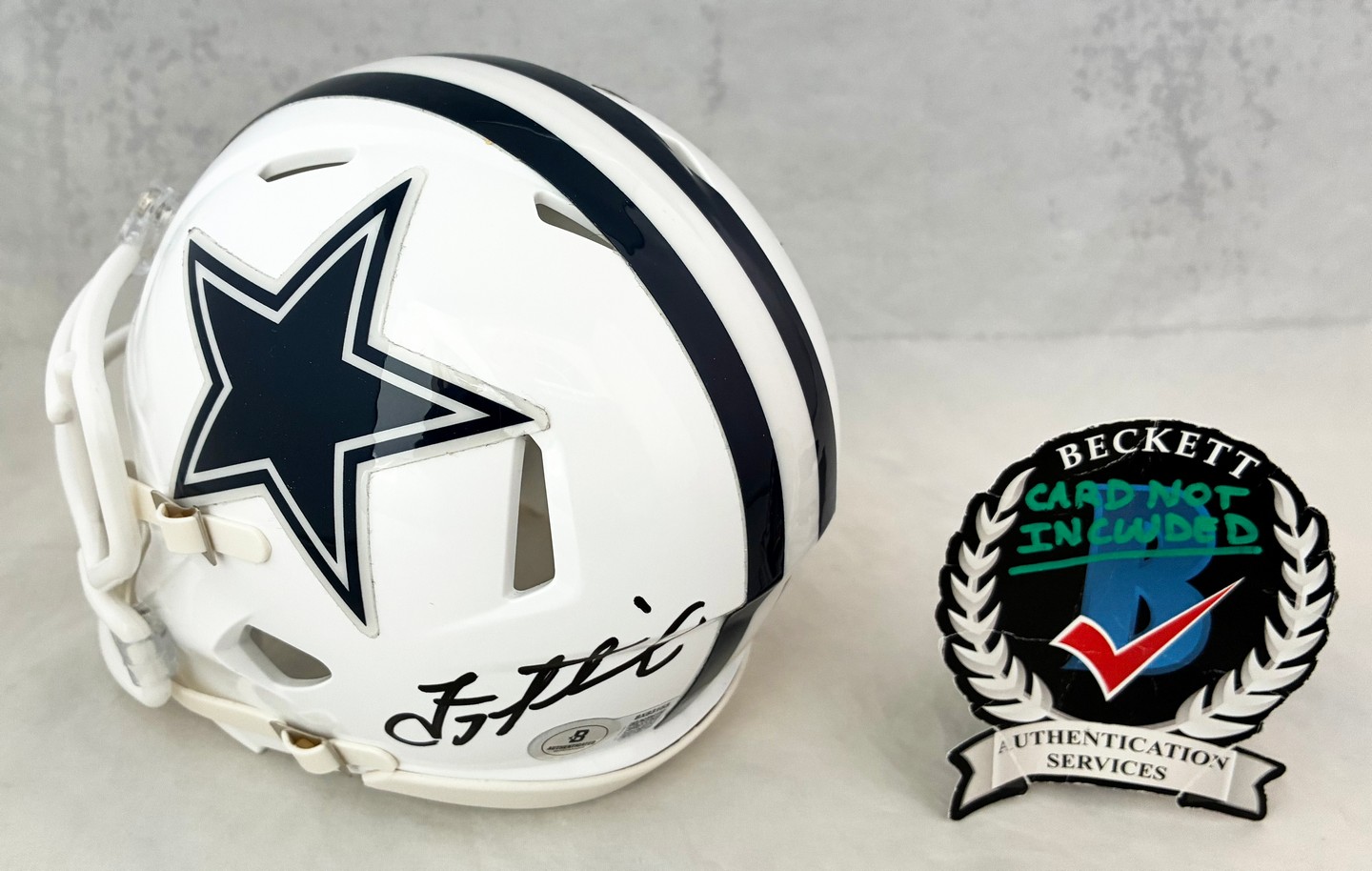 Troy Aikman Signed Mini Helmet Dallas Cowboys Beckett BAS