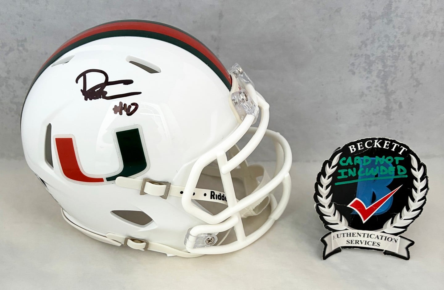 Darian Mensah Signed Mini Helmet Miami Hurricanes Beckett BAS 1