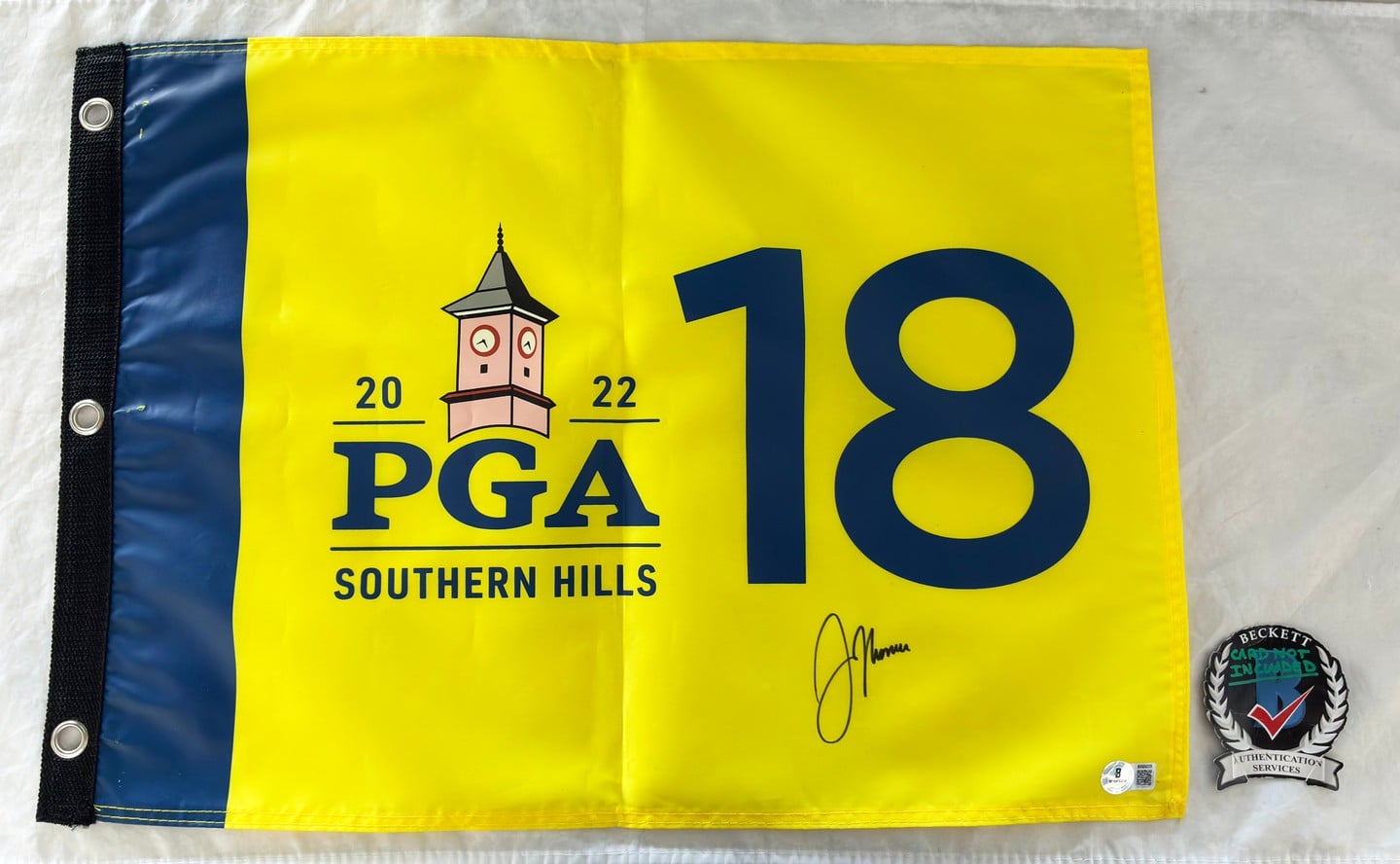 Justin Thomas Signed 2022 PGA Championship Flag Beckett BAS