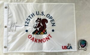 JJ Spaun Signed 2025 US Open Championship Flag Beckett BAS 1