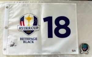 Ludvig Aberg Signed 2025 Ryder Cup Flag Bethpage Black Beckett BAS 1