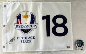 Tommy Fleetwood Signed 2025 Ryder Cup Flag Bethpage Black Beckett BAS
