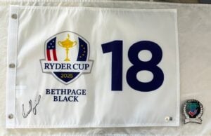 Rasmus Hojgaard Signed 2025 Ryder Cup Flag Bethpage Black Beckett BAS 1