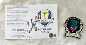 Rasmus Hojgaard Signed 2025 Ryder Cup Scorecard Bethpage Black Beckett BAS