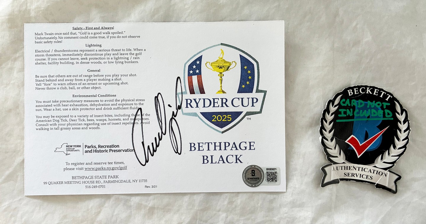 Rasmus Hojgaard Signed 2025 Ryder Cup Scorecard Bethpage Black Beckett BAS