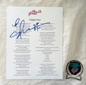 CeeLo Green Signed Lyric Sheet Forget You Beckett BAS