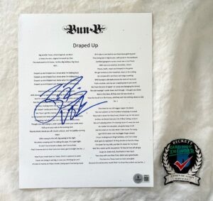 Bun B Signed Lyric Sheet Draped Up Beckett BAS