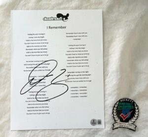 Deadmau5 Signed Lyric Sheet I Remember Beckett BAS