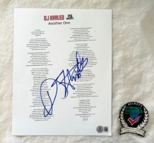 DJ Khaled Signed Lyric Sheet All I Do Is Win Beckett BAS 2