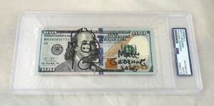 Matt Groening Hand Drawn and Signed $100 Bill US Currency Simpsons Homer PSA/DNA