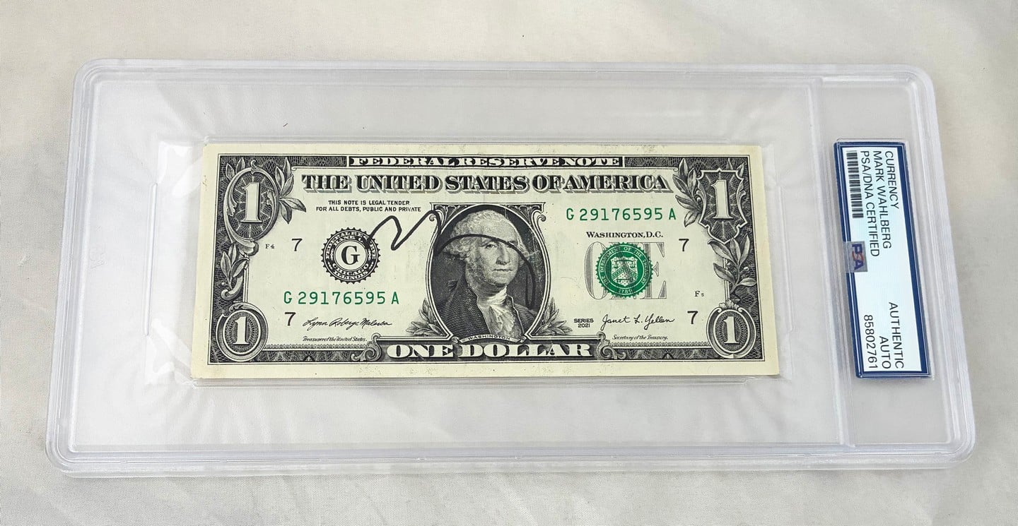 Mark Wahlberg Signed $1 Bill US Currency PSA/DNA