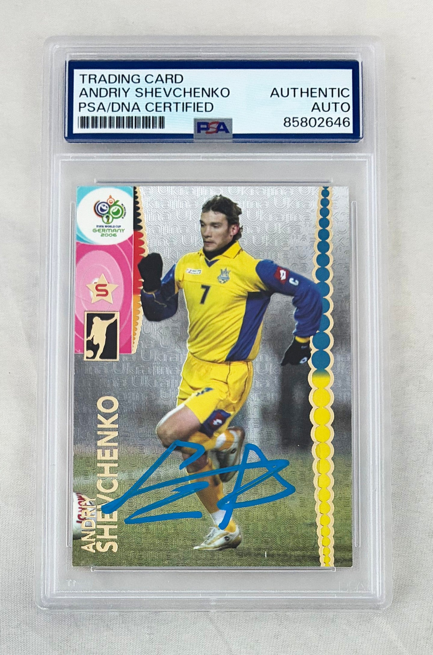 Andriy Shevchenko Signed Card 2006 Panini World Cup Germany Foil PSA/DNA