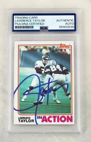 Lawrence Taylor Signed Rookie Card 1992 Topps In Action #435 PSA/DNA