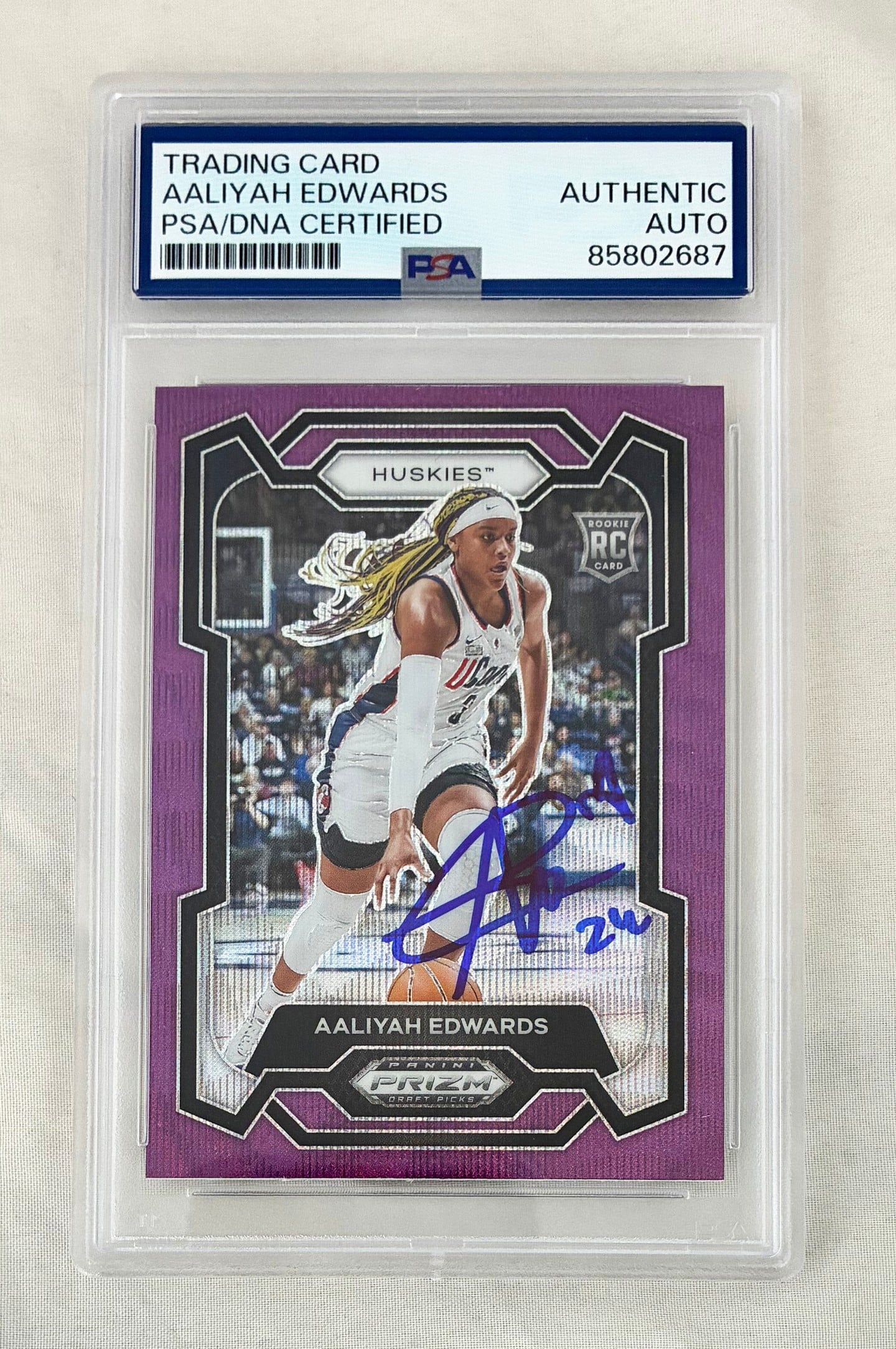 Aaliyah Edwards Signed Rookie Card 2024 Panini Prizm Purple #3 PSA/DNA