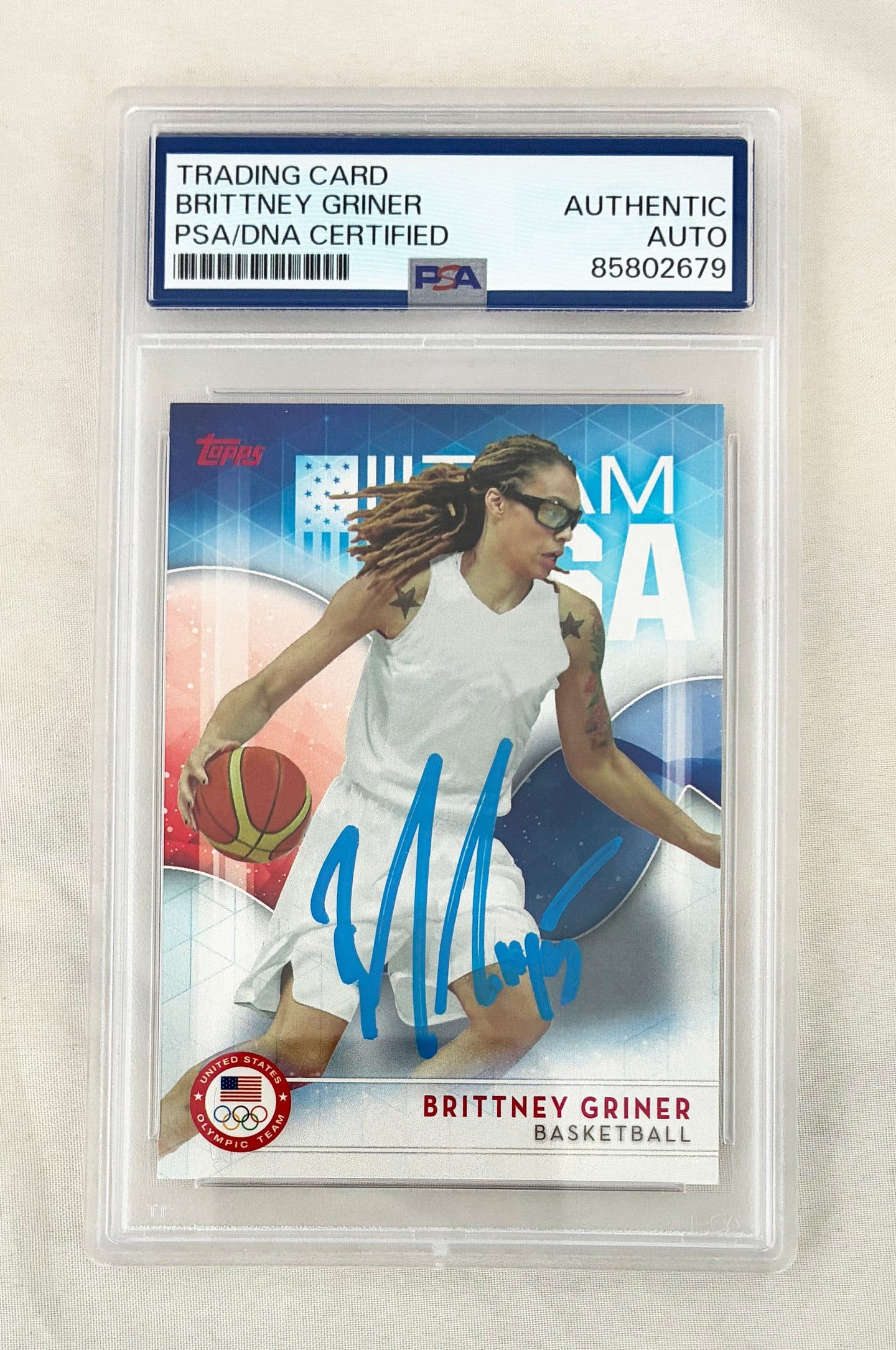 Brittney Griner Signed Card 2016 Topps #3 Olympics PSA/DNA