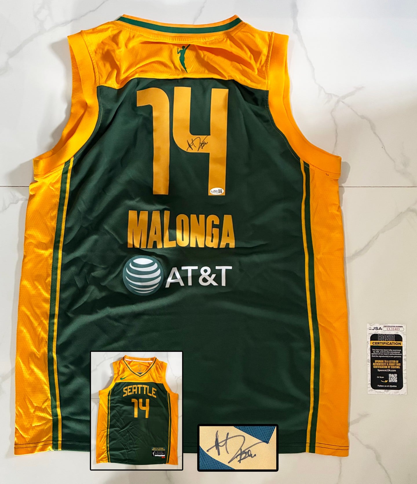 Dominique Malonga Signed Jersey WNBA Seattle Storm JSA