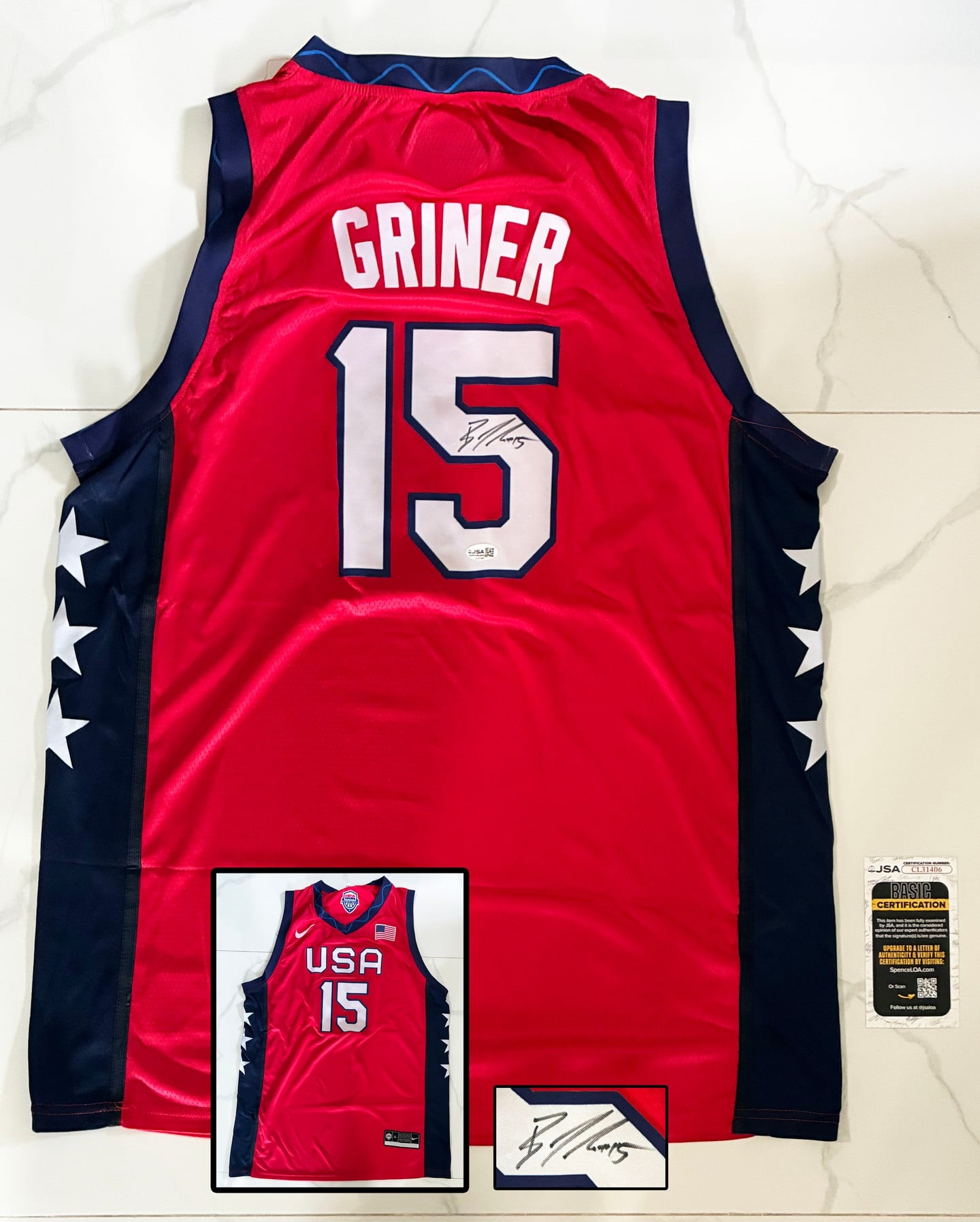 Brittney Griner Signed Jersey WNBA Olympics Team USA JSA
