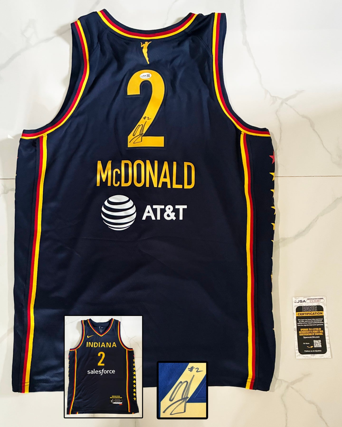 Aari McDonald Signed Jersey WNBA Indiana Fever JSA