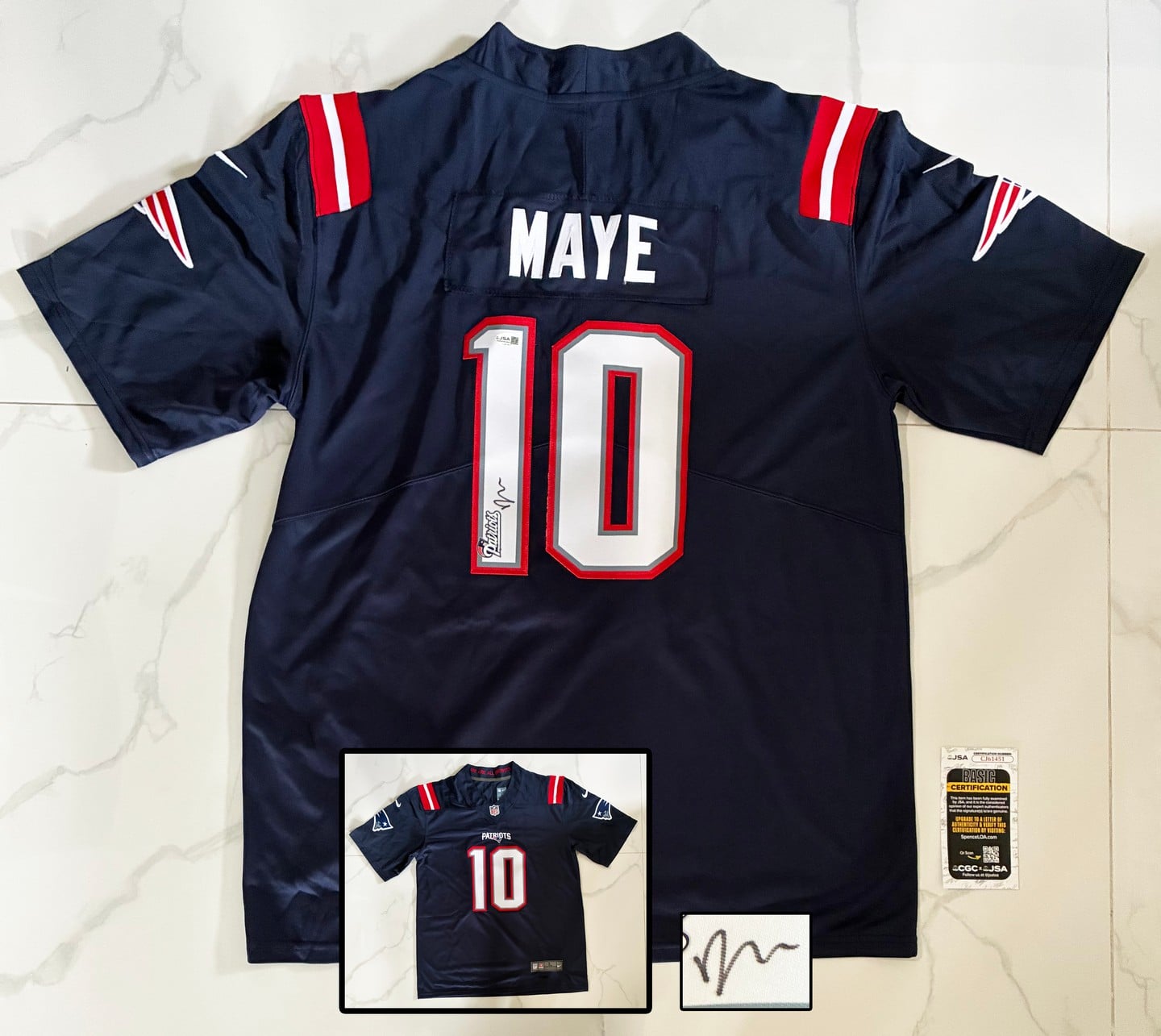 Drake Maye Signed Jersey New England Patriots JSA