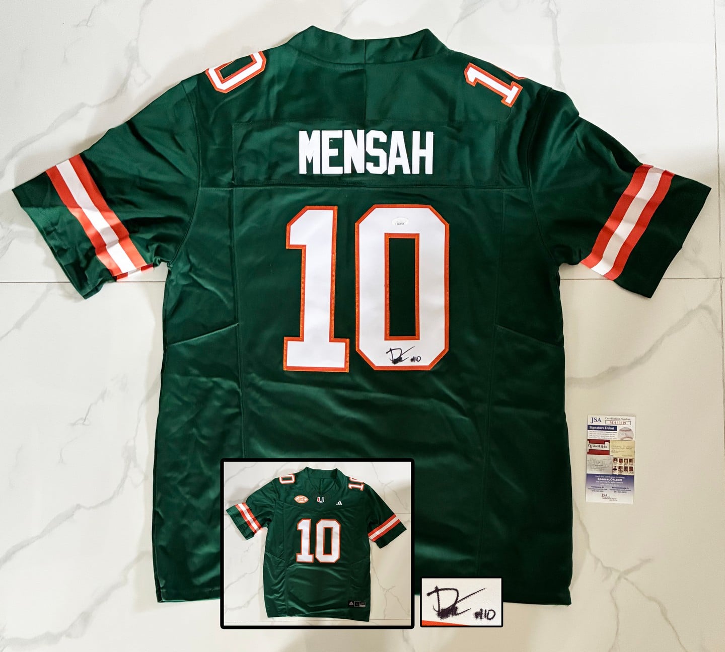 Darian Mensah Signed Jersey Miami Hurricanes JSA