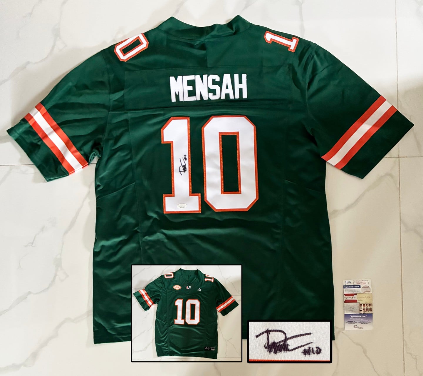 Darian Mensah Signed Jersey Miami Hurricanes JSA 1