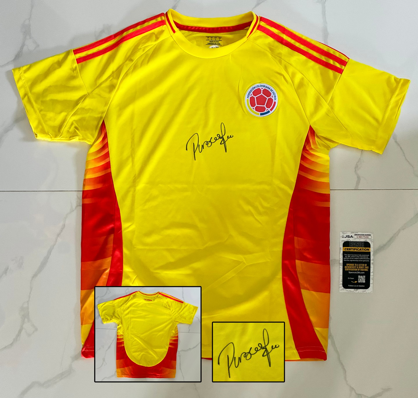 Pibe Carlos Valderrama Signed Jersey Colombia JSA