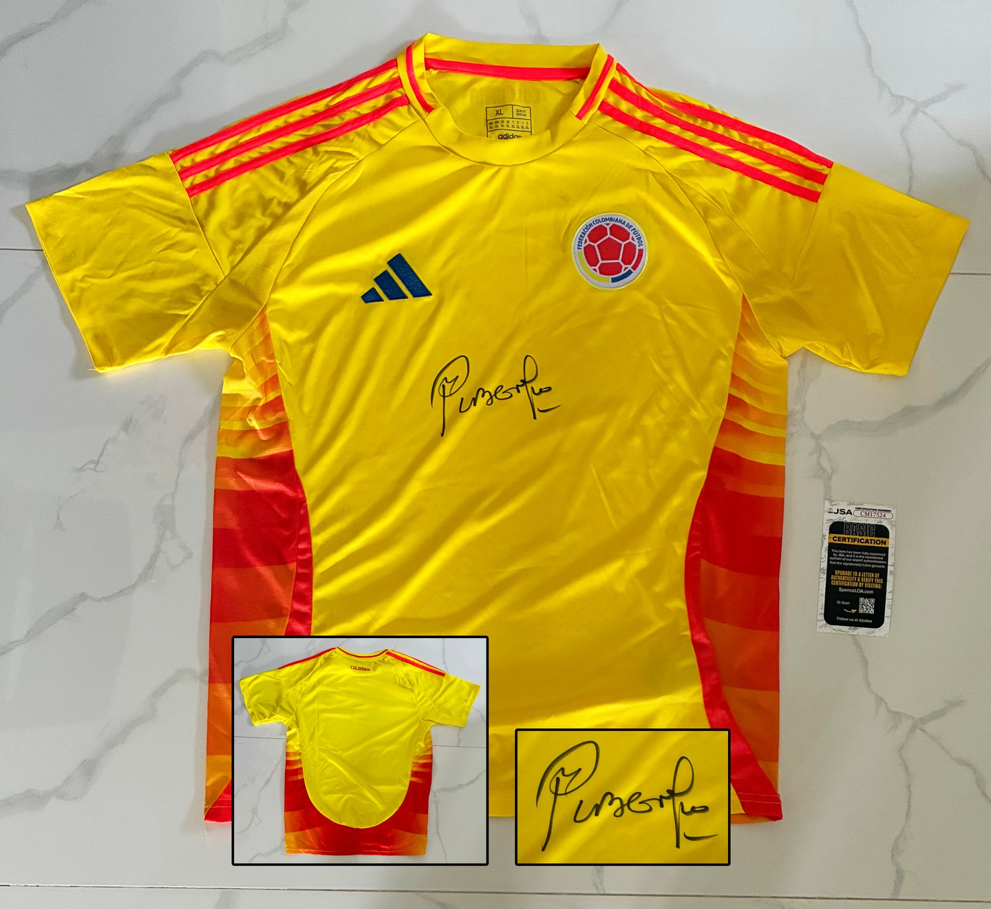 Pibe Carlos Valderrama Signed Jersey Colombia JSA 4