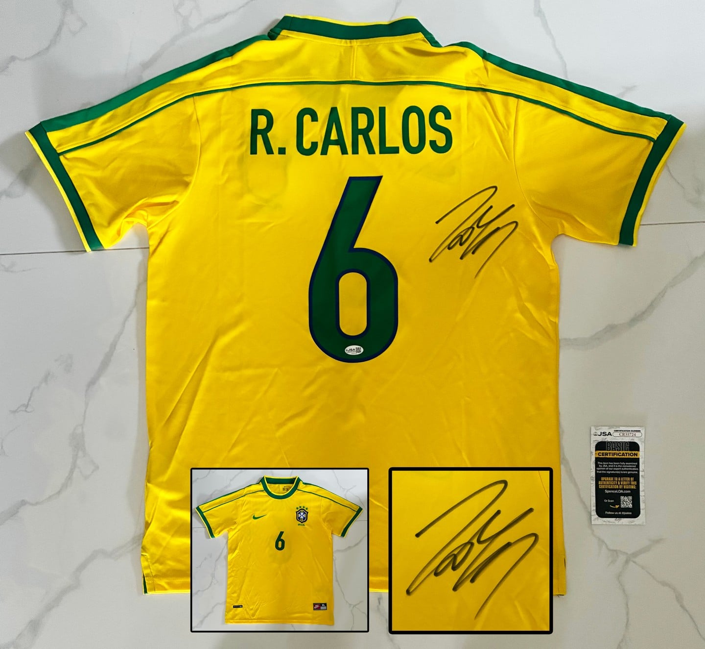 Roberto Carlos Signed Jersey Brazil JSA 1