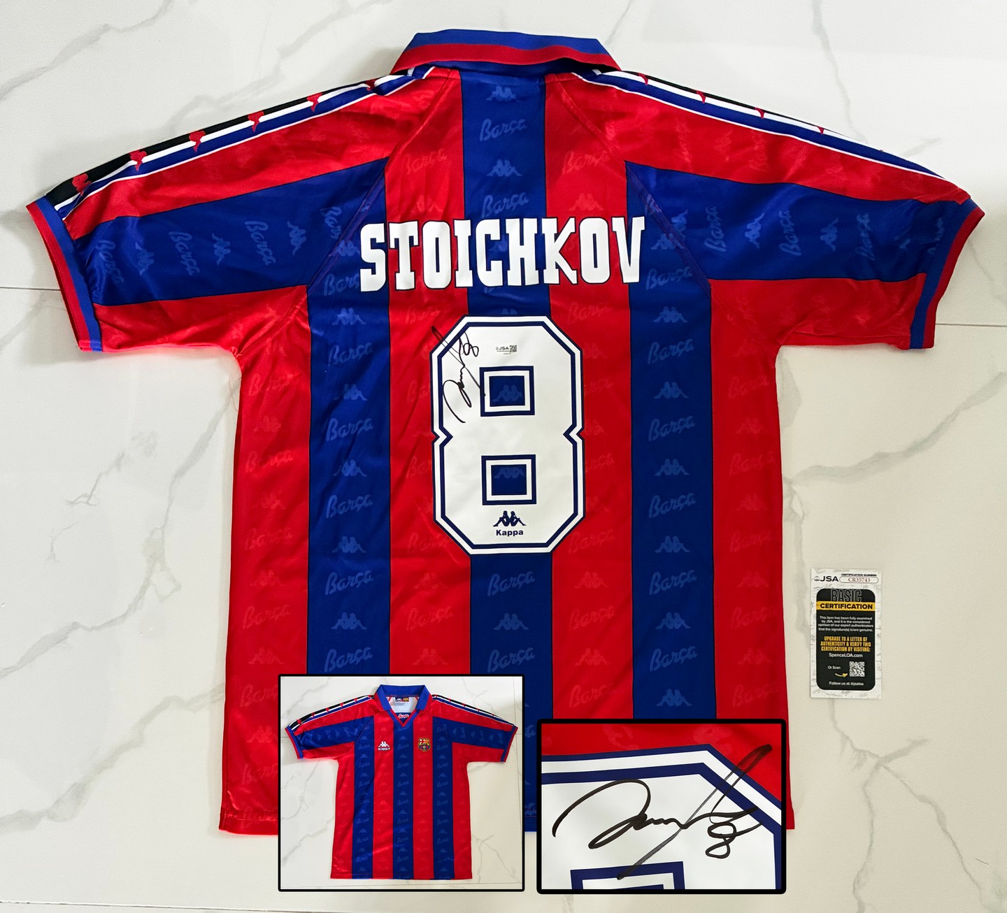Hristo Stoichkov Signed Jersey FC Barcelona JSA