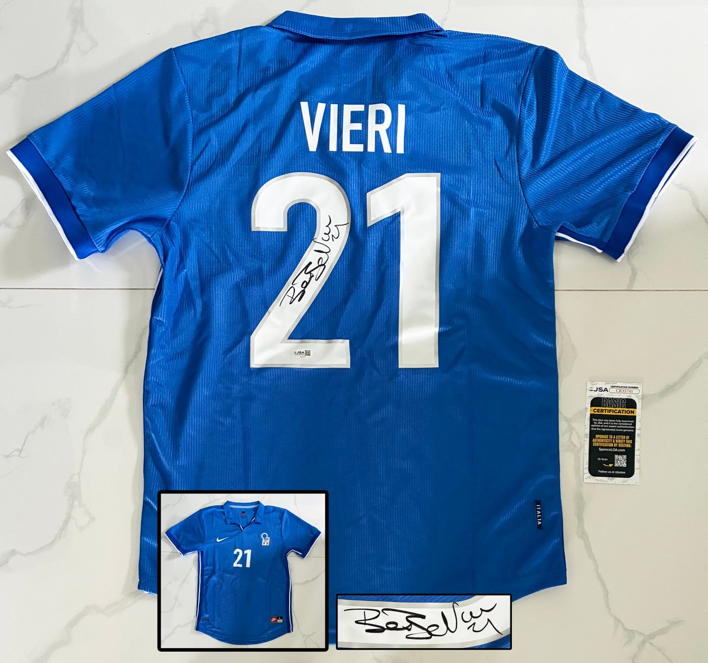 Christian Vieri Signed Jersey Italy JSA