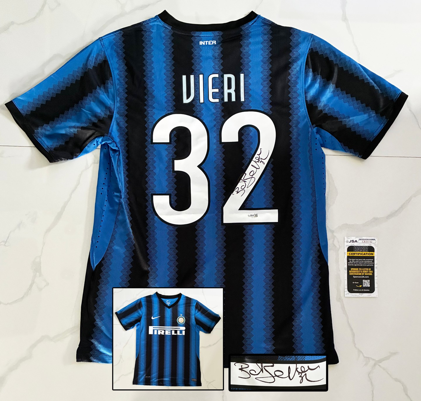 Christian Vieri Signed Jersey Inter Milan JSA