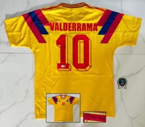 Pibe Carlos Valderrama Signed Jersey Colombia Beckett BAS 4
