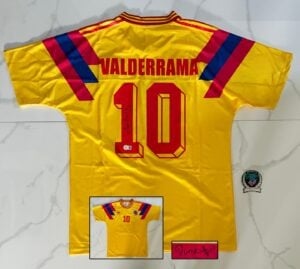Pibe Carlos Valderrama Signed Jersey Colombia Beckett BAS 5