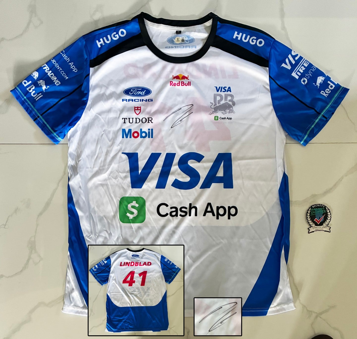 Arvid Lindblad Signed Shirt Visa Cash App Jersey Beckett BAS 7