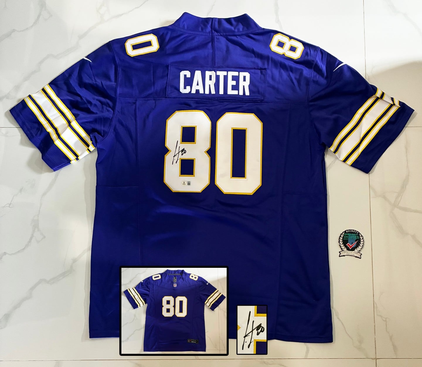Cris Carter Signed Jersey Minnesota Vikings Beckett BAS