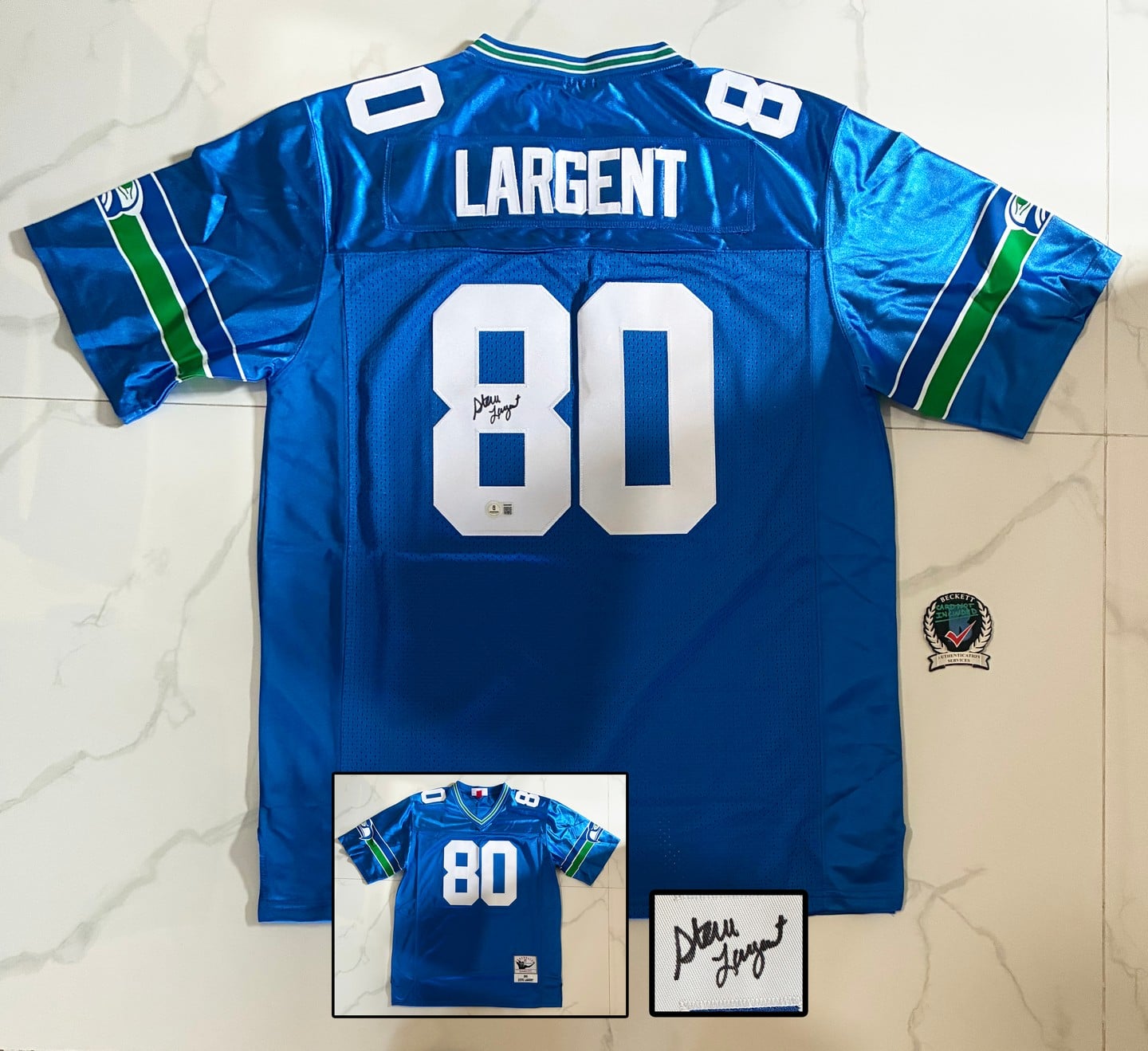 Steve Largent Signed Jersey Seattle Seahawks Beckett BAS