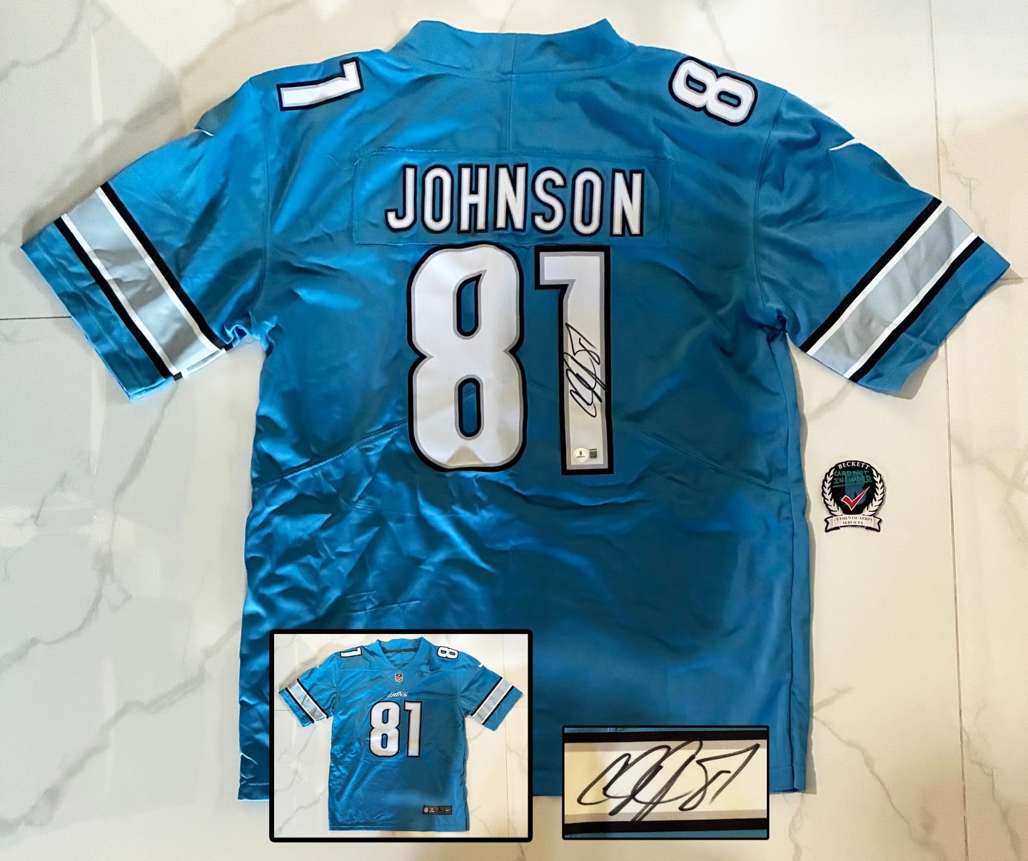 Calvin Johnson Signed Jersey Detroit Lions Beckett BAS