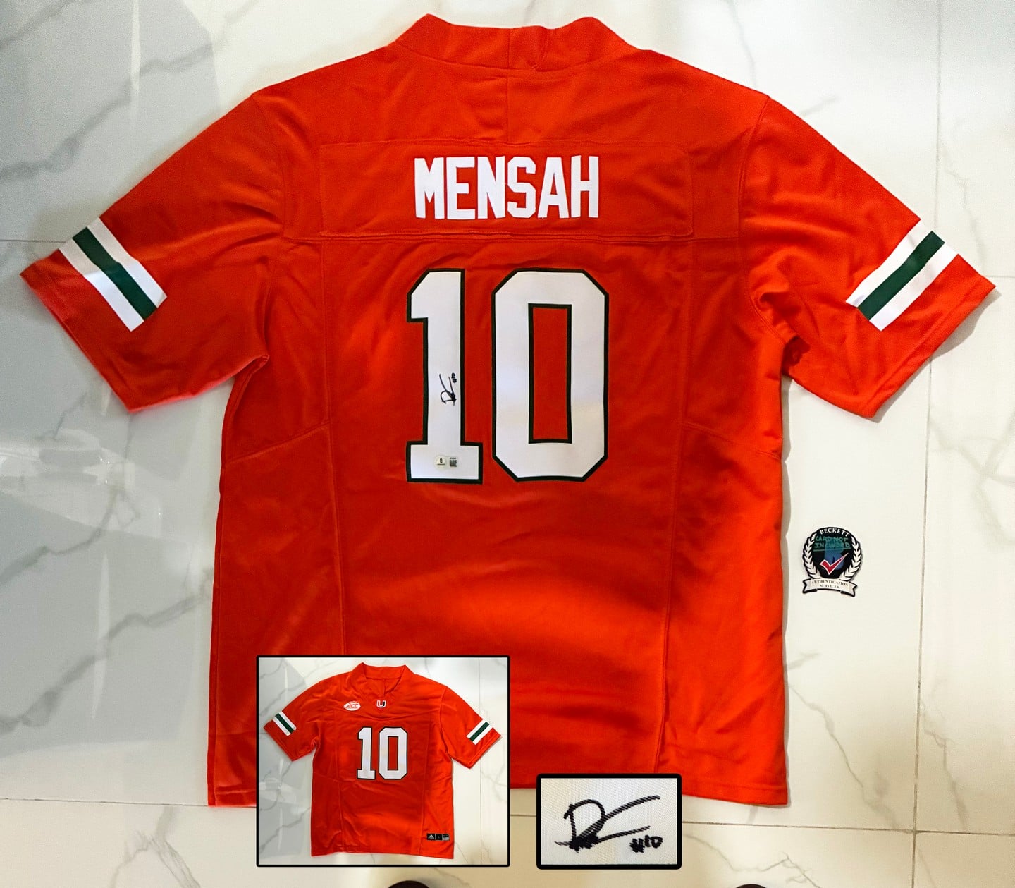 Darian Mensah Signed Jersey Miami Hurricanes Beckett BAS