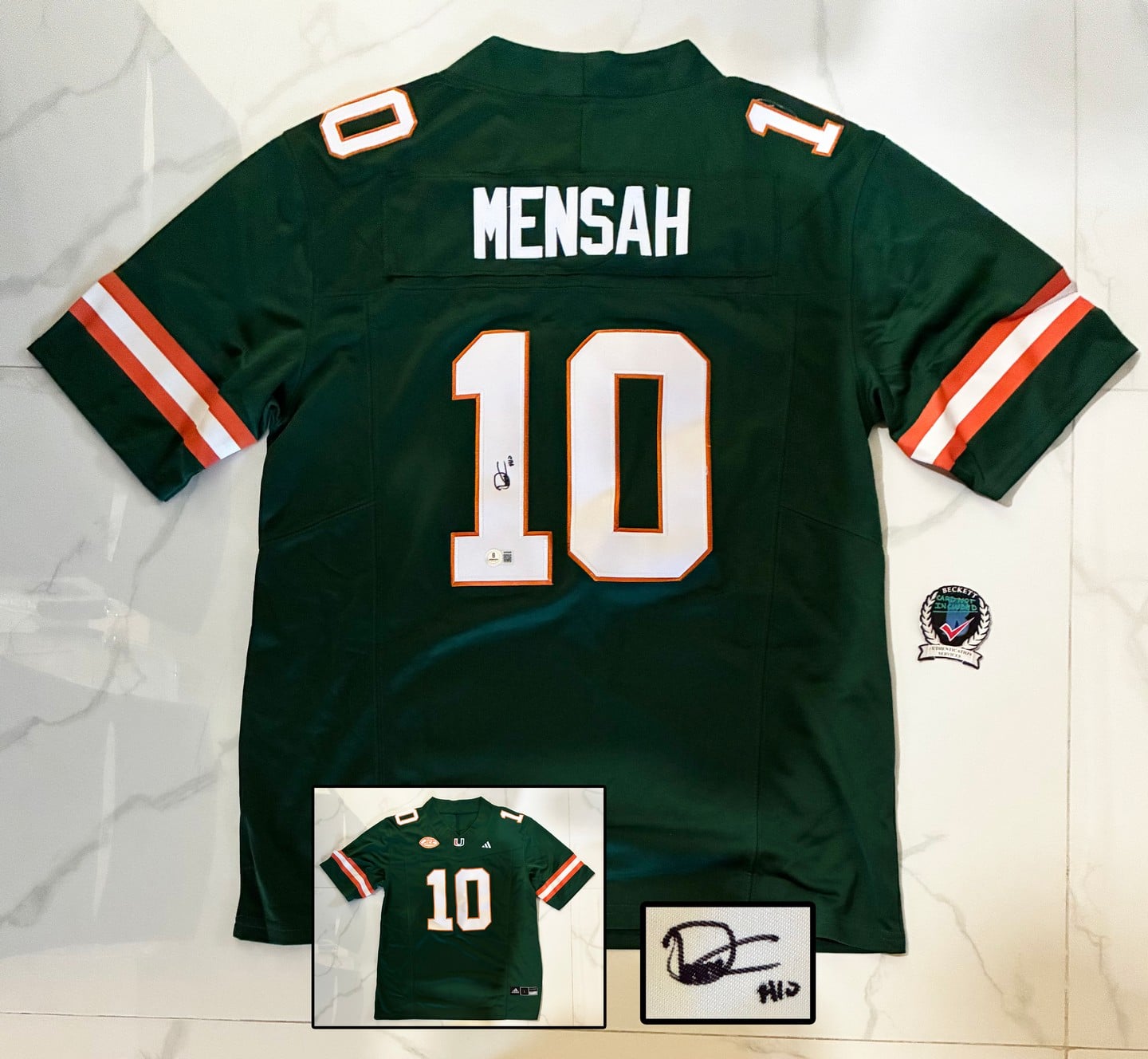 Darian Mensah Signed Jersey Miami Hurricanes Beckett BAS 1